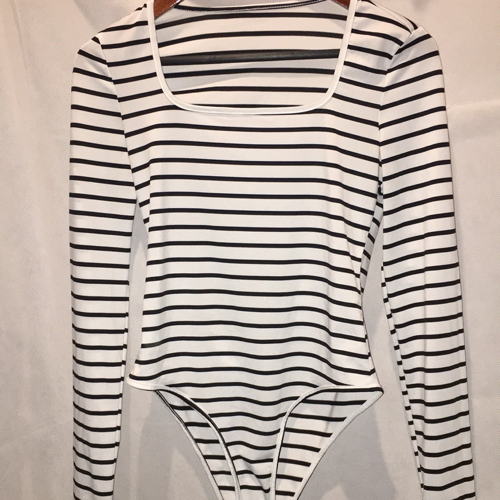 Striped Black And White Bodysuit | Size M